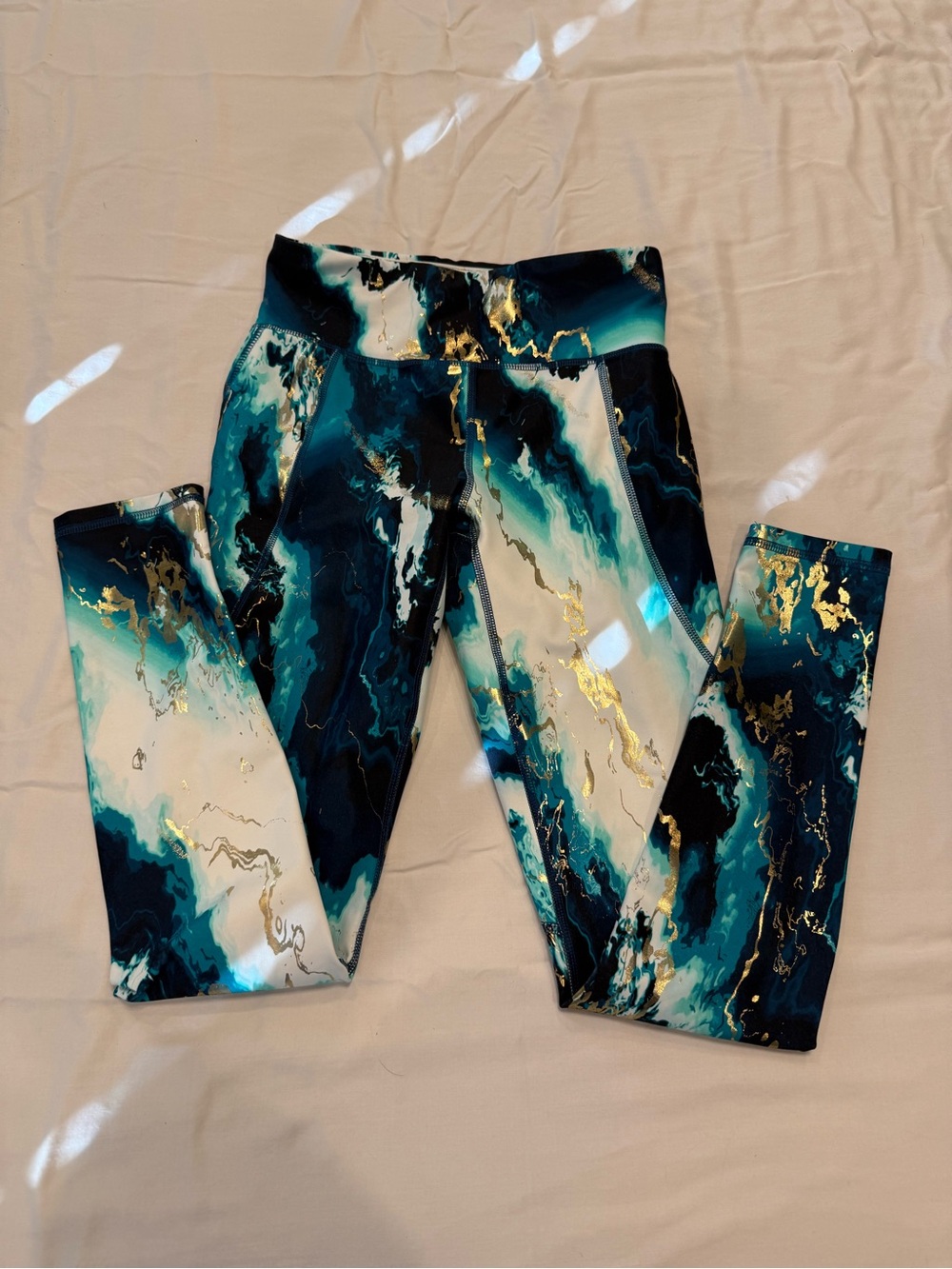 Old Navy Blue & Green Marble Leggings